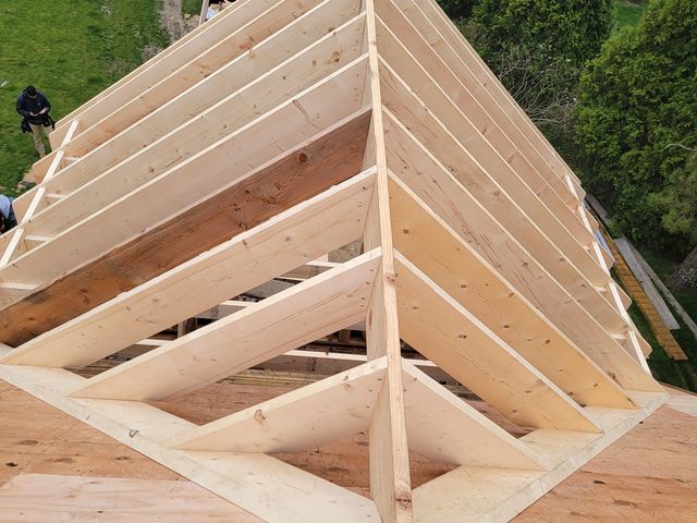 New rafters and roof sheathing