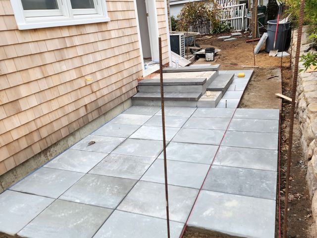 Bluestone patio being laid