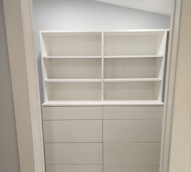 Built-in shelving and drawers